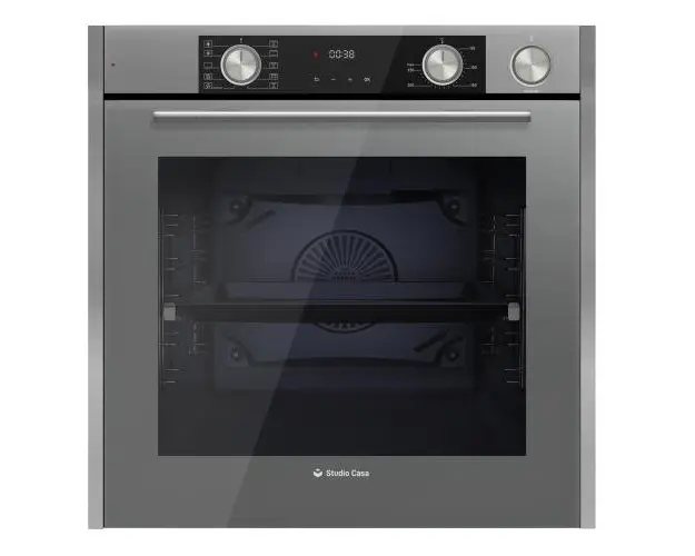 Cuptor electric incorporabil Studio Casa Elegance Grey FE810 Steam Art, 10 functii, 81 l, Grill, Rotisor, Ventilator, Autocuratare catalitica, Coacere asistata cu abur, Display Touch Control, Clasa energetica A, Sticla (Gri/Inox)