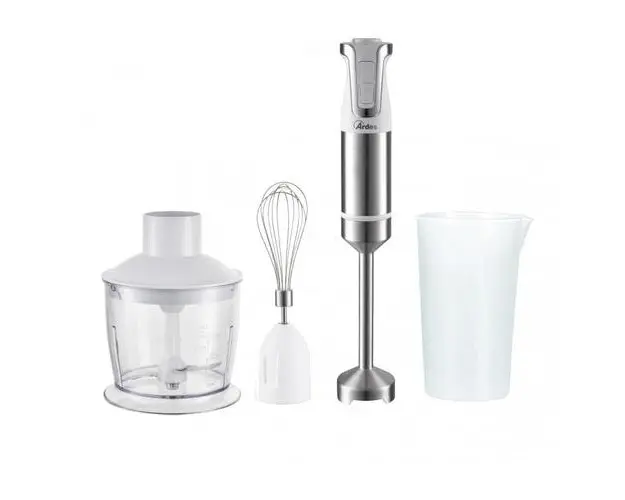 Blender 3 in 1 cu chopper si mixer Ardes Trinity, Otel inoxidabil, Vas gradat 700 ml, 1000 W, 20 de viteze reglabile (Gri/ Alb)
