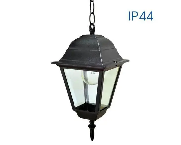 Pendul tip felinar Vivalux RIGA, E27, max 1x60W, IP44, 145x145x1150mm, Negru, bec neinclus