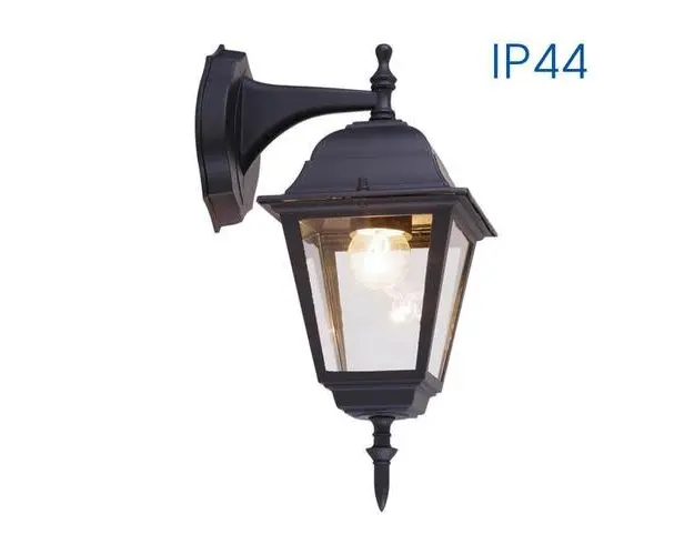 Aplica tip felinar Vivalux RIGA DOWN, E27, max 1x60W, IP44, 200x145x355mm, Negru, bec neinclus