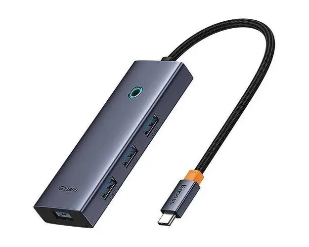Hub Baseus UltraJoy 6-in-1, 2x USB-C , 1x HDMI, 4x USB 3.0, 1xPD, 100W (Gri)