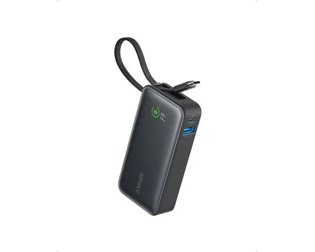 Acumulator extern Anker Nano 545, 10000 mAh, 30W, USB-C, USB-A, cablu USB-C incorporat (Negru)