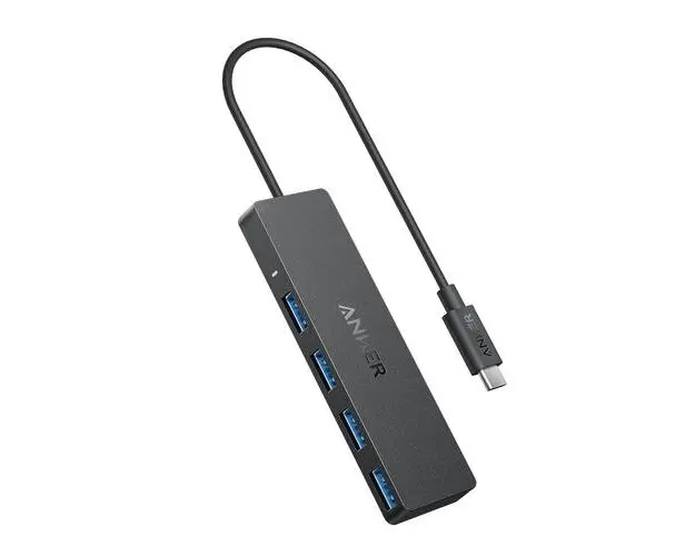 Hub USB Anker USB-C, 4x USB-A, 5Gbps (Negru)