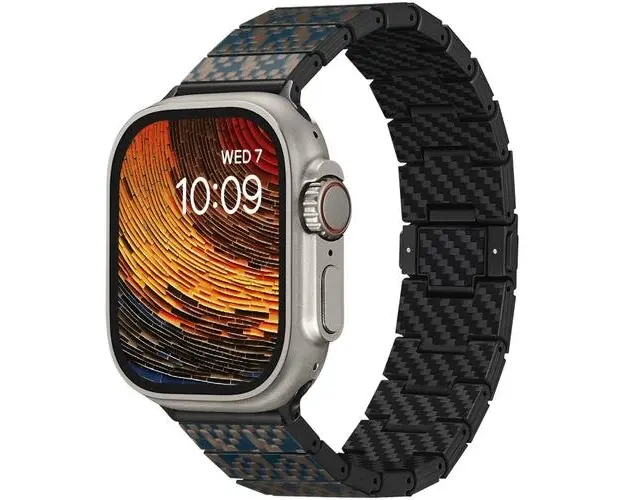 Curea Pitaka Dreamland ChromaCarbon, pentru Apple Watch seriile 1 - 9 / SE / Ultra, Stairs (Negru)