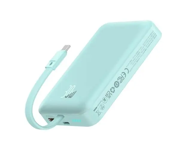 Acumulator extern Baseus Magnetic Mini Wireless, 10000mAh 30W, Incarcare rapida, USB-C (Albastru Deschis)