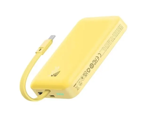 Acumulator extern Baseus Magnetic Mini Wireless, 10000mAh 30W, Incarcare rapida, USB-C (Galben)