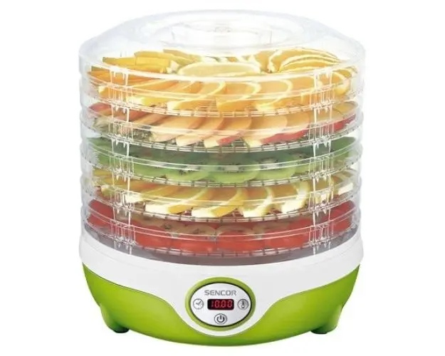Deshidrator alimente Sencor S-SFD851GR, 240 W, 5 nivele (Alb/Verde)