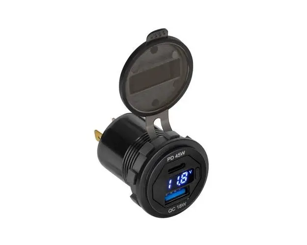 Incarcator auto, Peiying, USB/USB tip C, Incarcare rapida, 63W (Negru)