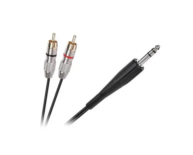 Cablu stereo Cabletech KPO3867-3, Jack 6.3 la 2 x RCA tata, 3m (Negru/Argintiu)