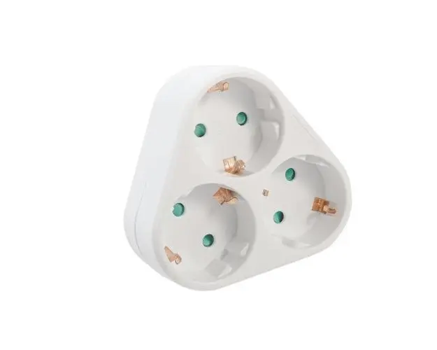Triplu Stecher SPACER SPMS-3-WH, Schuko, max 3500W, 16A, protectie copii, 3 prize Schuko