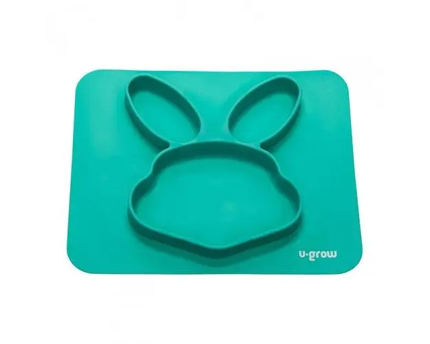 Farfurie compartimentata U-Grow, silicon, forma iepuras