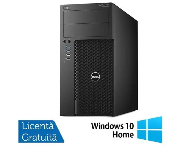 Calculator Sistem PC Refurbished Workstation Refurbished Dell Precision 3620 Tower, Intel Xeon E3-1270 V5 3.60 - 3.90GHz, 16GB DDR4, 256GB NVME + 1TB HDD SATA, Placa video Nvidia M2000/4GB + Windows 10 Home