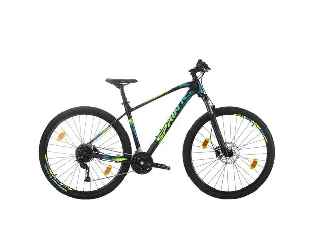 Bicicleta MTB Sprint Apolon 29inch, 520 mm, 2022 Negru Mat/Cyan/Verde Neon