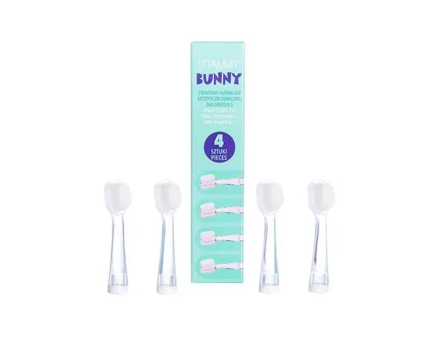 Set 4 rezerve periuta de dinti Vitammy Bunny, fibre nano, Alb