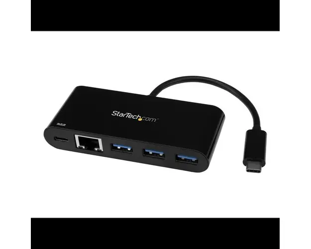 Hub USB Startech US1GC303APD, 1x USB 3.0, 1x USB-C, 1x RJ-45, 60 W (Negru)