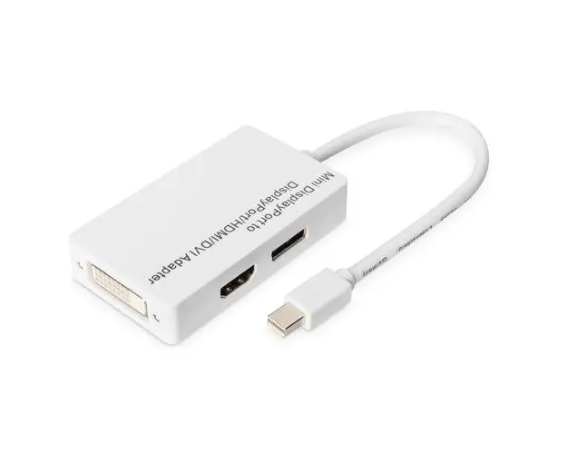 Adaptor mini DisplayPort la Display Port HDMI si DVI, DIGITUS, 0.2m, Alb