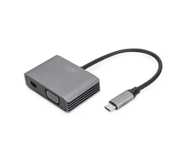 Adaptor, DIGITUS, USB-C la VGA / Mini DisplayPort, 20 cm
