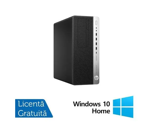 Calculator Sistem PC Refurbished HP EliteDesk 800 G3 Tower, Intel Core i3-6100 3.70GHz, 8GB DDR4, 256GB SSD, DVD-ROM + Windows 10 Home