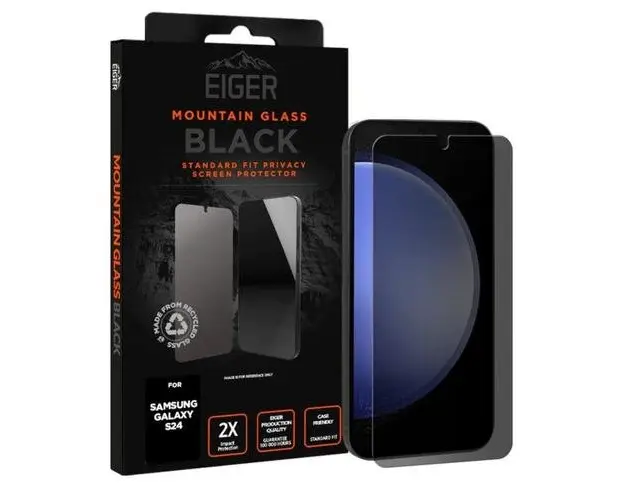 Folie de protectie Eiger Sticla 2.5D Mountain Glass Privacy pentru Galaxy S24, Negru