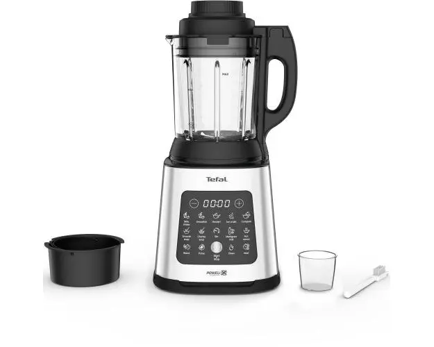 Blender Tefal PerfectMix Cook BL83SD30, 1400W, capacitate 1.75L, viteza variabila, 10 programe pentru retete calde si reci, functie de gatire la aburi, functie de maruntire a ghetii, lame detasabile Powelix (Argintiu/Negru)