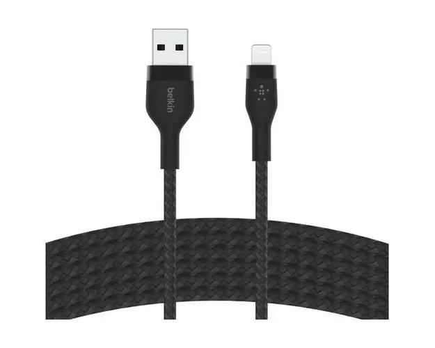 Cablu Belkin BOOST CHARGE PRO Flex USB-A catre LTG, Silicon impletit, 3M, Negru