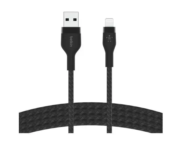 Cablu de date Belkin BOOST CHARGE PRO Flex USB-A catre LTG, Silicon impletit, 2M, Negru