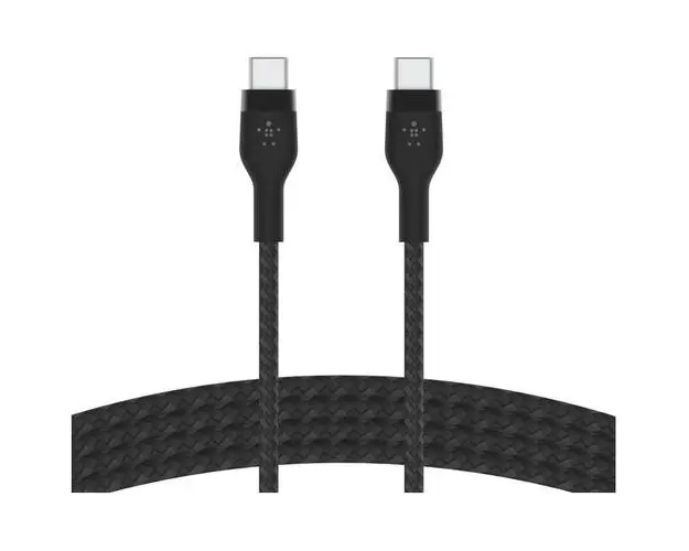 Cablu de date Belkin BOOST CHARGE PRO Flex USB-C catre USB-C 2.0, Silicon impletit, 3M, Negru