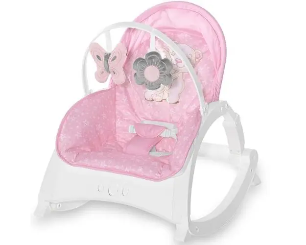 Fotoliu balansoar Lorelli Enjoy Pink Hug, cu vibratii si muzica, Roz
