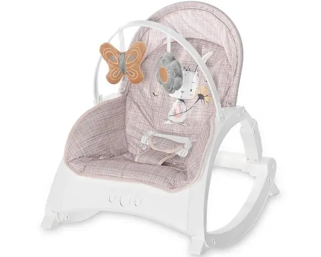 Fotoliu balansoar Lorelli Enjoy Beige Daisy, cu vibratii si muzica, Bej