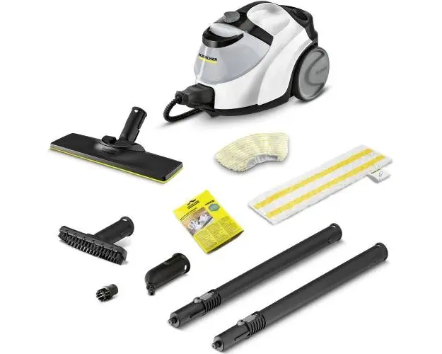 Aparat de curatat cu abur Karcher SC 5 EasyFix Iron Plug, 1.512-660.0, 2250 W, 4.2 bari, rezervor 1.5 L, Funcţie VapoHydro, Kit de curatare a podelei EasyFix (Alb/Negru)