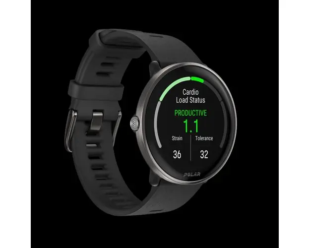 Ceas activity tracker Polar Ignite 3 Titanium, S-L, Ecran AMOLED 1.28inch, GPS, Bluetooth, WR30, Ritm Cardiac, Monitorizare somn (Negru)