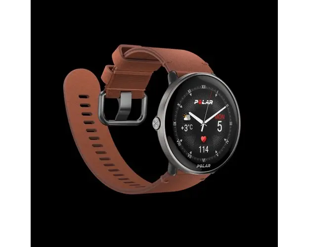 Ceas activity tracker Polar Ignite 3 Titanium, M-L, Ecran AMOLED 1.28inch, GPS, Bluetooth, WR30, Ritm Cardiac, Monitorizare somn (Bronz)