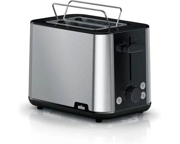 Prajitor de paine Braun PurEase HT 1510, 2 felii, 900 W (Inox/Negru)