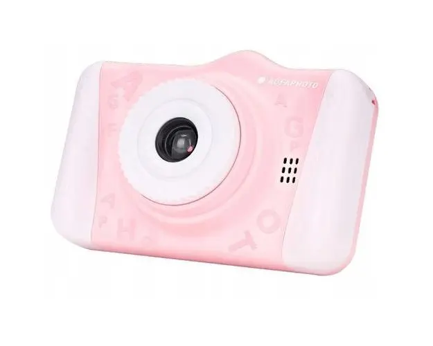 Aparat foto digital compact pentru copii AgfaPhoto Realikids Cam 2, include card micro SD de 8 GB (Roz)