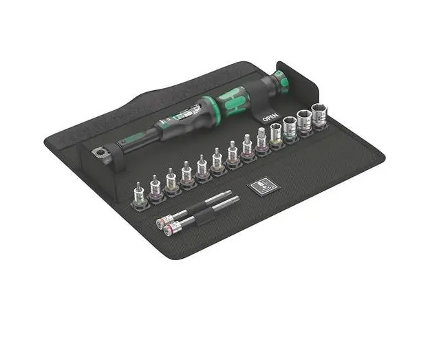 Cheie dinamometrica cu tubulare si biti, 16 piese, 290mm, 1/4inch, 2.5-25 Nm, Wera Bicycle Set Torque 1
