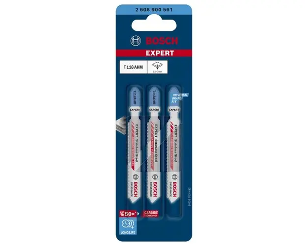 Set de 3 panze de fierastrau vertical Bosch Expert Stainless Steel T 118 AHM 2608900561, 1.1 spatiere dinti, 83 mm lungime
