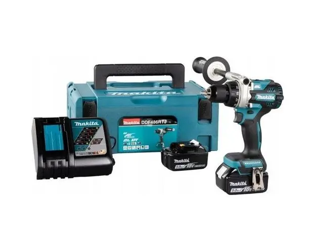 Masina de gaurit cu acumulator Makita DDF486RTJ, 18V, 130 Nm, 2x 5Ah (Albastru)