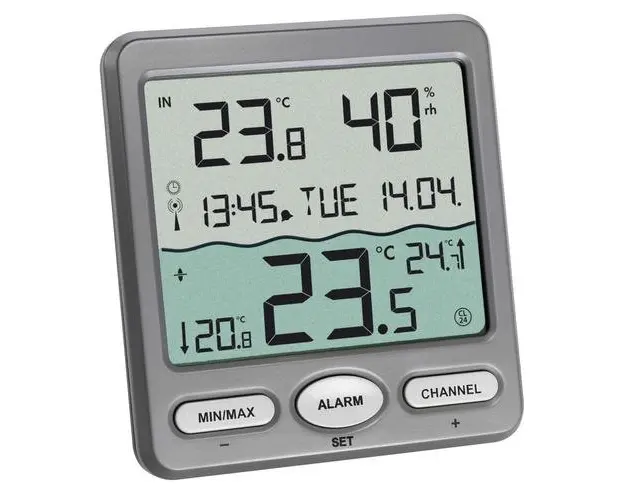 Termometru piscina TFA-Dostmann, Wireless, Alarma temperatura (Gri)
