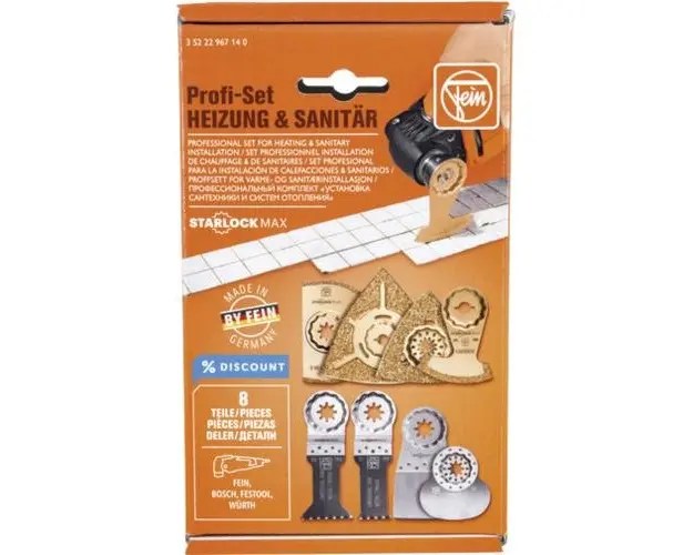 Set 8 accesorii pentru fierastrau multicutter Fein, prindere Starlock Max, taiere lemn, metal si ceramica