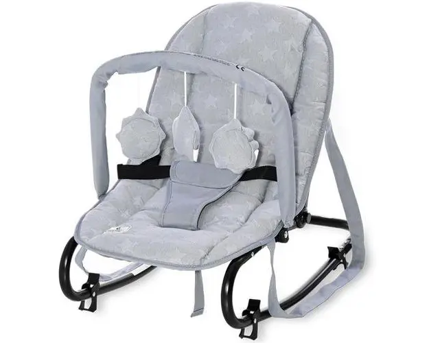 Fotoliu balansoar Lorelli Rock Star Luxe Silver Blue Stars, Albastru