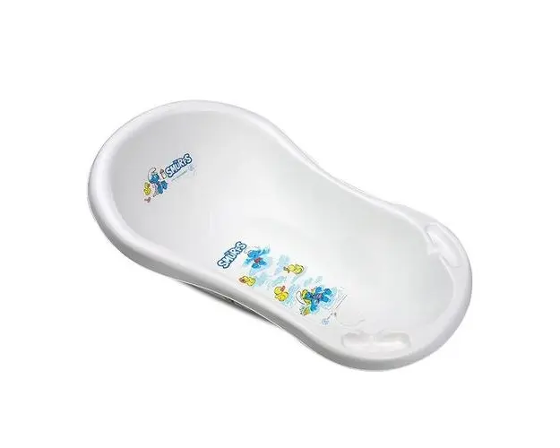 Cadita bebe 84 cm Lorelli Strumfi White, cu dop de scurgere si baza antialunecare