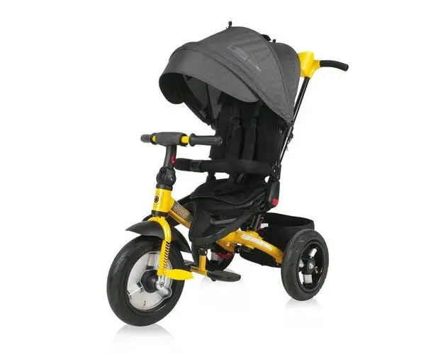 Tricicleta multifunctionala 4in1 Lorelli Jaguar Air, roti mari cu camera, Negru/Galben