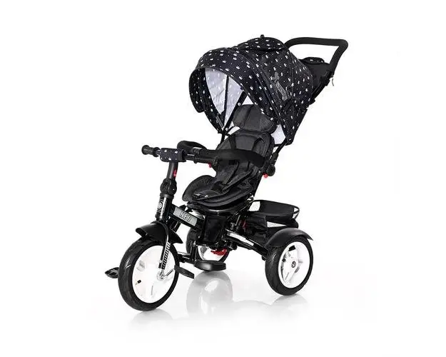 Tricicleta multifunctionala 4in1 Lorelli Neo Air, roti mari cu camera, Negru