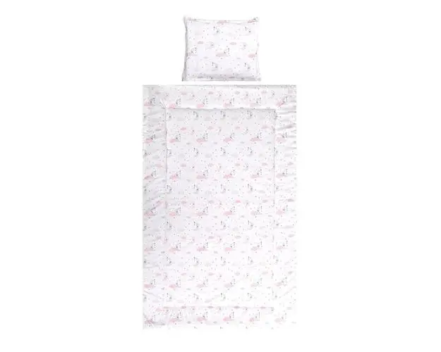 Set lenjerie pat cu 3 piese Lorelli Cosy Moons & Stars Pink, bumbac ranforce