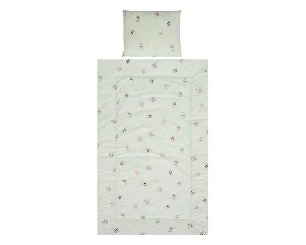 Set lenjerie pat 3 piese Lorelli Cosy Friends Green, bumbac ranforce, 0-3 luni