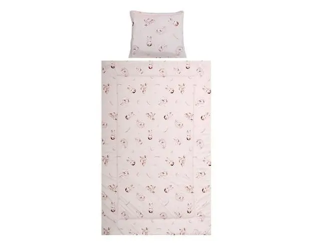 Set lenjerie pat 3 piese Lorelli Cosy Bunnies Beige, bumbac ranforce