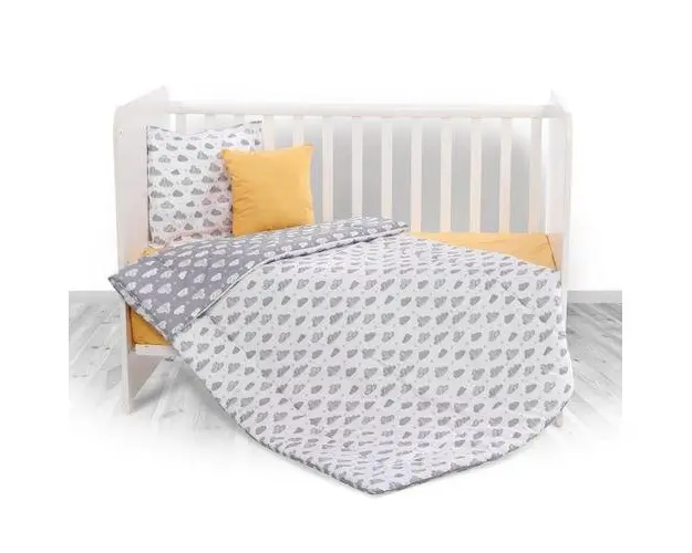 Set lenjerie pat 3 piese Lorelli Cosy Clouds Grey, bumbac ranforce