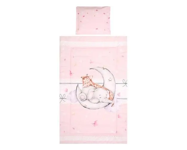 Set lenjerie pat 3 piese Lorelli Cosy Butterflies Pink, bumbac ranforce, 0-3 luni