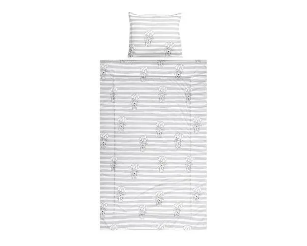 Set lenjerie pat 3 piese Lorelli Cosy Striped Grey, bumbac ranforce