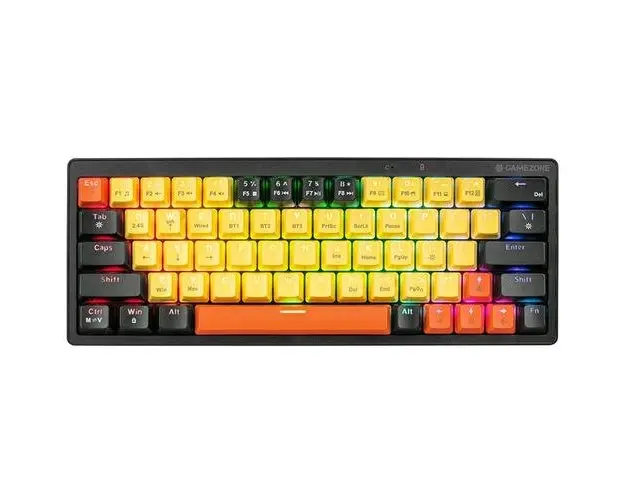 Tastatura Tracer EVO3 Hot Swap 63, GameZone, Mecanic, Iluminare RGB, US, Cu fir / Fara fir, Negru-Galben